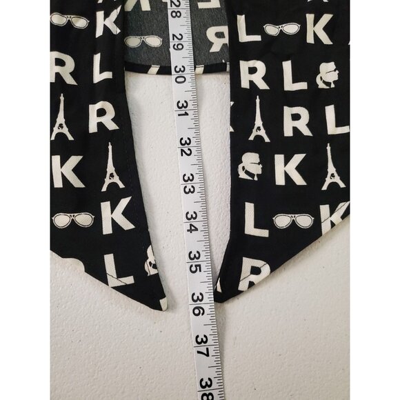 Karl Lagerfeld Paris Black&White Button Up Logo Shirt Large Monochrome Tie Front - Picture 11 of 16